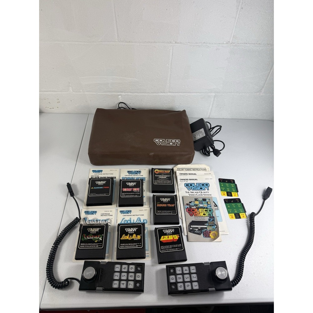 Vintage Lot Coleco Vision Console, Controllers, Games Tested And Works